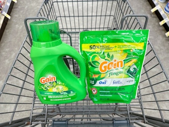 gain detergent and flings in cart