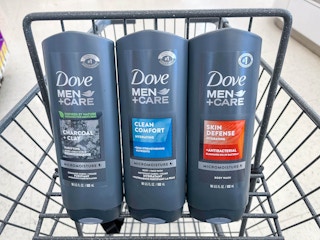 Dove Men+Care Wash in a cart