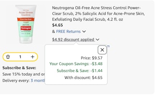 Neutrogena acne scrub Amazon receipt