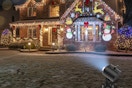 a christmas projector on a home
