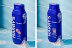 two scents of Harry's body wash on collage template