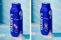 two scents of Harry's body wash on collage template