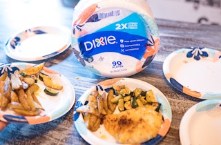 dixie paper plates with food