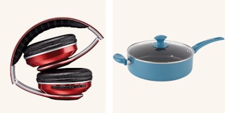 headphones and deep saute pan