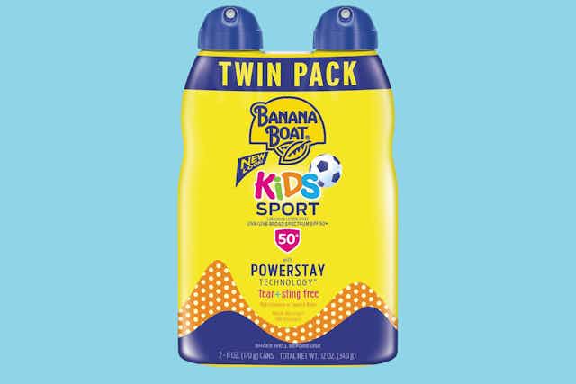 Banana Boat Kids Sunscreen 2-Pack, Now Under $10 on Amazon card image