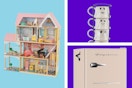 Kidkraft dollhouse, Way to Celebrate ghost mugs, and Frigidaire mini fridge