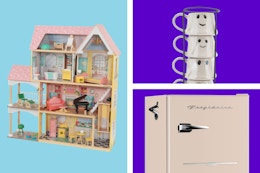 Kidkraft dollhouse, Way to Celebrate ghost mugs, and Frigidaire mini fridge