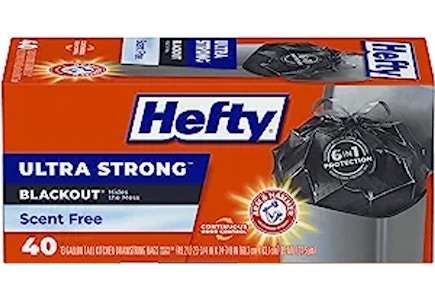 3 Hefty Trash Bags 40-Pack