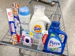 febreze purex tide downy colgate walgreens brand aluminum items in cart
