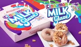 Krispy kreme advertisement for cinnamon milk doughnuts.