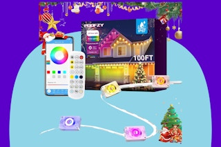  POOFZY Permanent Outdoor Lights on a blue background.