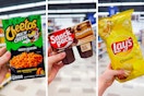 cheetos mac 'n cheese, snack pack, and lay's chips on 3-photo template