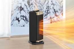 Staholz Space Heater on a living room floor.