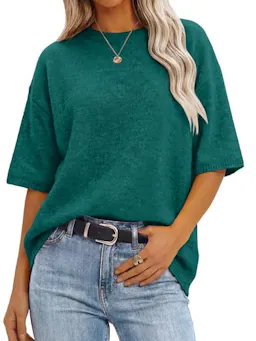 ANRABESS Women's Short Sleeve Sweater