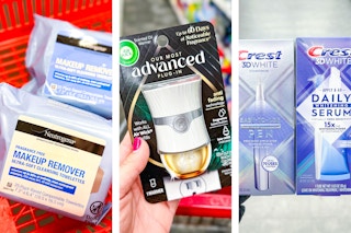 collage with neutrogena, air wick, and crest products