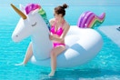 a woman on a unicorn float