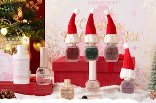 a nail polish set on a Christmas display
