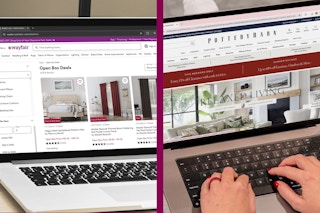 two images of wayfair and pottery barn online