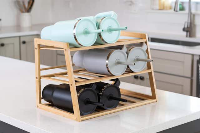 Honey-Can-Do Bamboo Water Bottle Organizer, Only $11.99 on Amazon card image