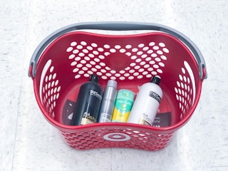 tresemme nexxus and mitchum in a target basket