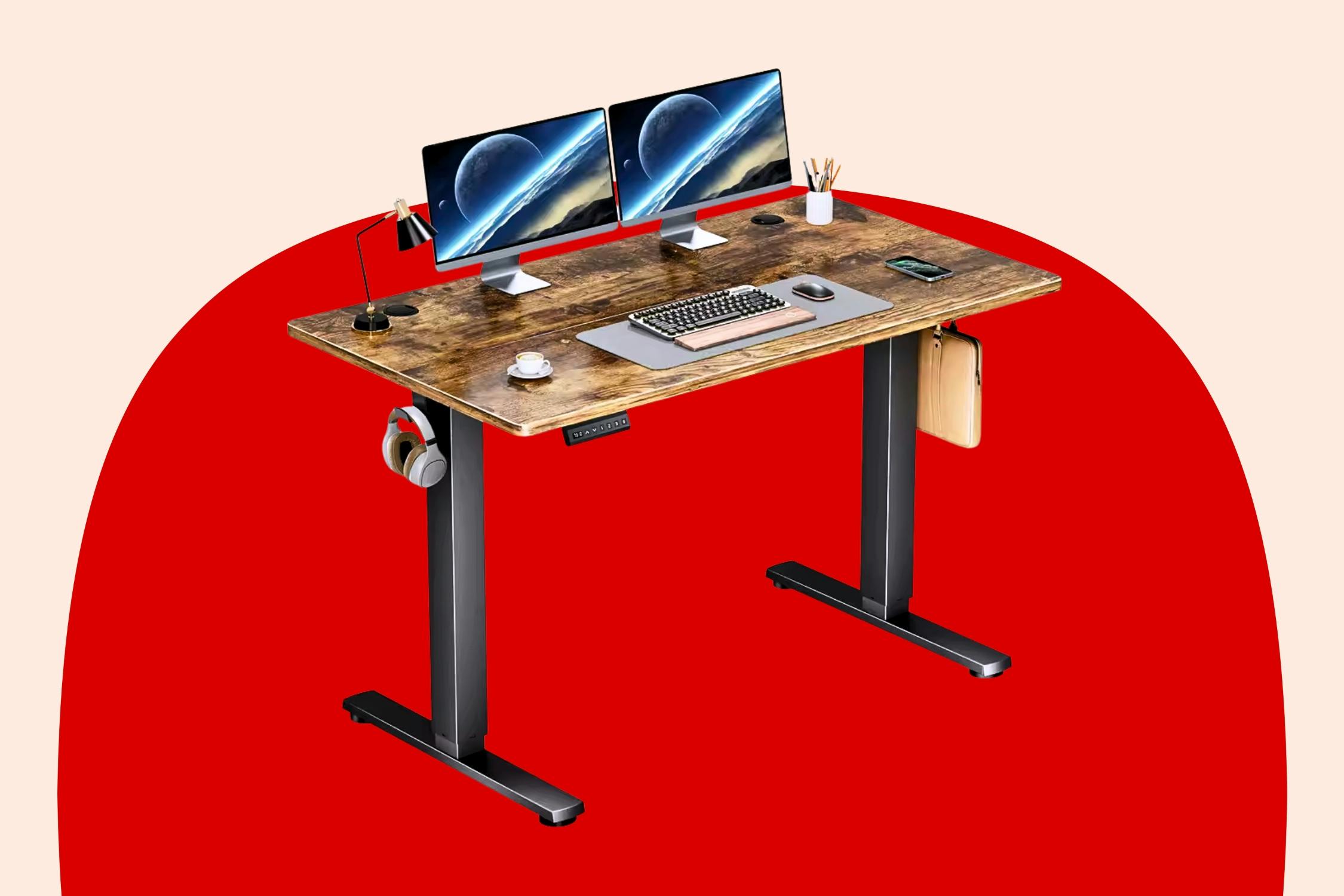 Stock image of electric standing desk