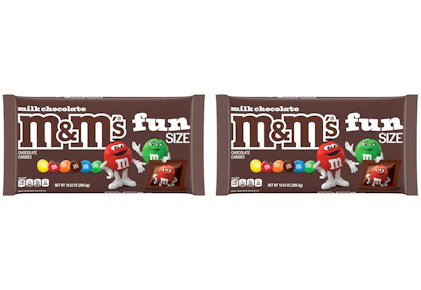 2 M&M's Fun Size Milk Chocolate Bags