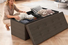 Folding Storage Ottoman Bench