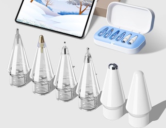 iPad pencil tips lined up on a table
