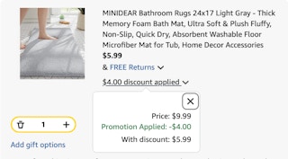 Bathroom rug Amazon receipt
