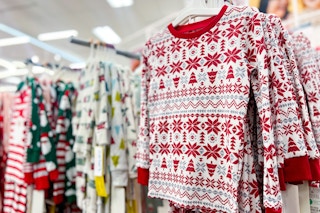 kids pajamas sitting on a target rack
