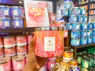 3-wick candles on shelf