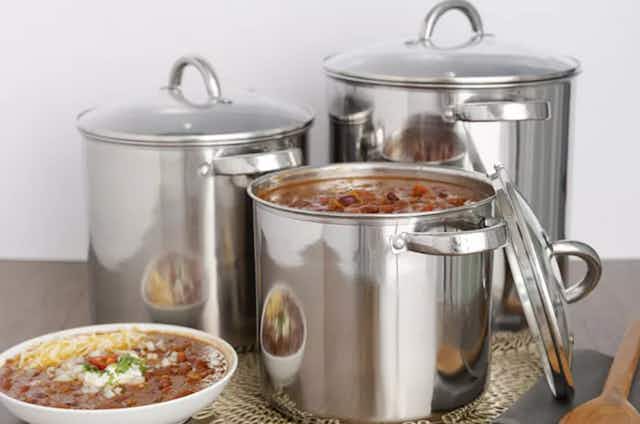Get 3 Stainless Steel Stockpots for $50 at Macy's (Reg. $143) card image
