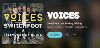 Screenshot of a single released by switchfoot; in order to listen to your songs right away on Amazon Music free with Prime, finding singl...