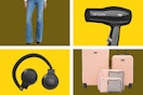women's jeans, revlon hair dryer, luggage set, black headphones