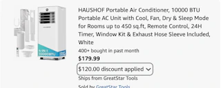 portable air conditioner Amazon receipt