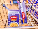Two Barilla Gluten Free Pasta boxes in Walmart shopping cart