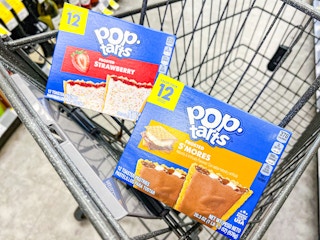 two boxes of pop-tarts in shopping cart