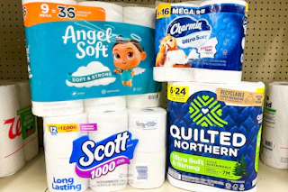 toilet paper packs on a shelf