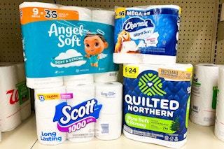 toilet paper packs on a shelf