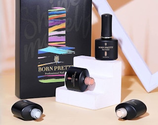Bottles of nude Born Pretty nail polish.