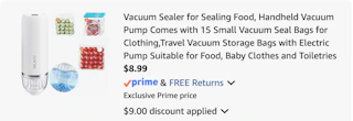 vacuum sealer Amazon receipt