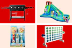 water slide bubble wands grill game collage