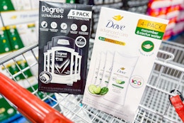 degree and dove deodorant side by side in shopping cart at costco sponsored