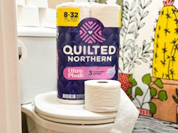 Quilted Northern Toilet Paper on toilet
