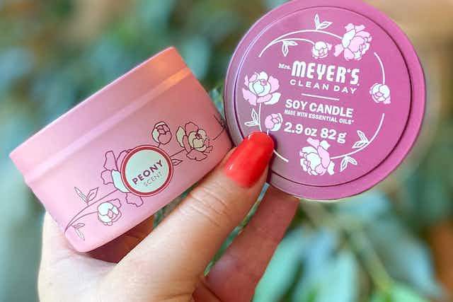 Mrs. Meyer's Soy Tin Candle, as Low as $3 on Amazon card image