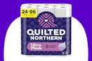 Stock image of the 24-mega-roll pack of Quilted Northern Toilet Paper