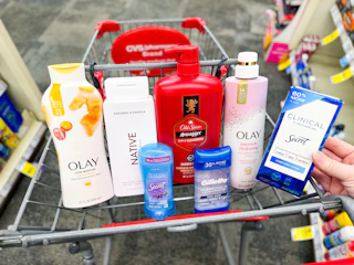 p&g personal care products in a cvs shopping cart
