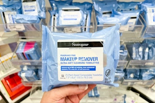 hand holding a pack of neautrogena makeup remover wipes at target