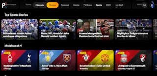 peacock tv sports page screenshot
