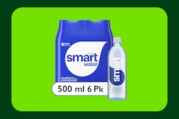 Smartwater 6-Pack on bright green background